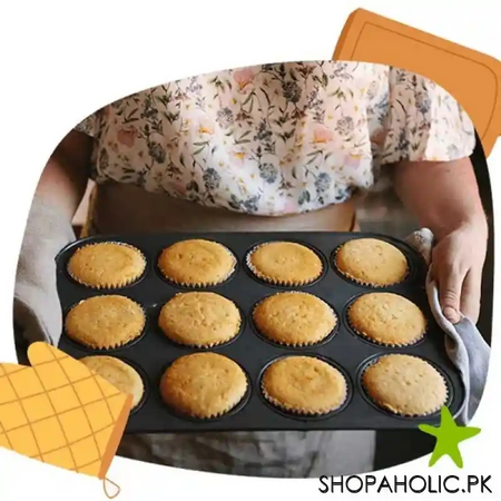 12 cups non stick muffin cupcake baking tray image6