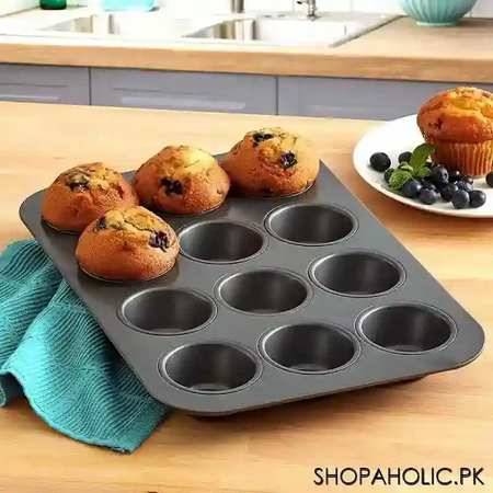 12 cups non stick muffin cupcake baking tray main image