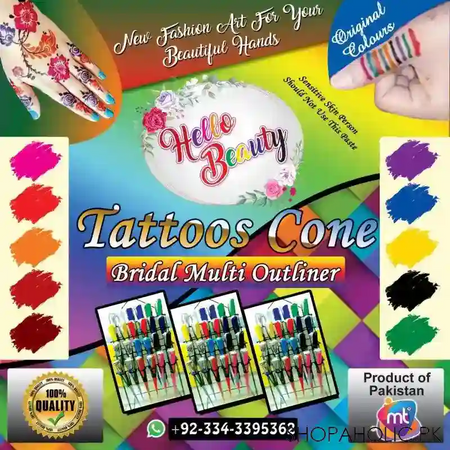 12 pcs tattoos multicolor mehandi cone image3