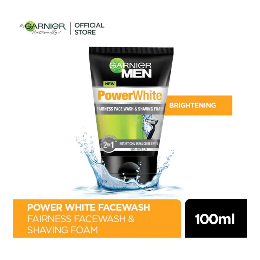 Garnier Power White Face Wash & Shaving Foam 100ml - Main Image