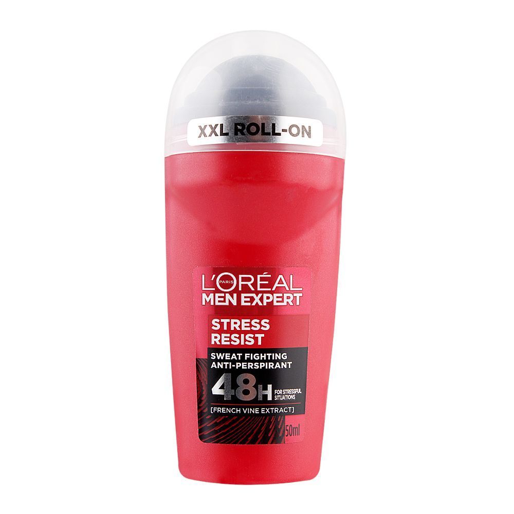 L'Oreal Paris Men Expert Stress Resist 48H Anti-Perspirant XXL Roll-On Deodorant, 50ml - Main Image