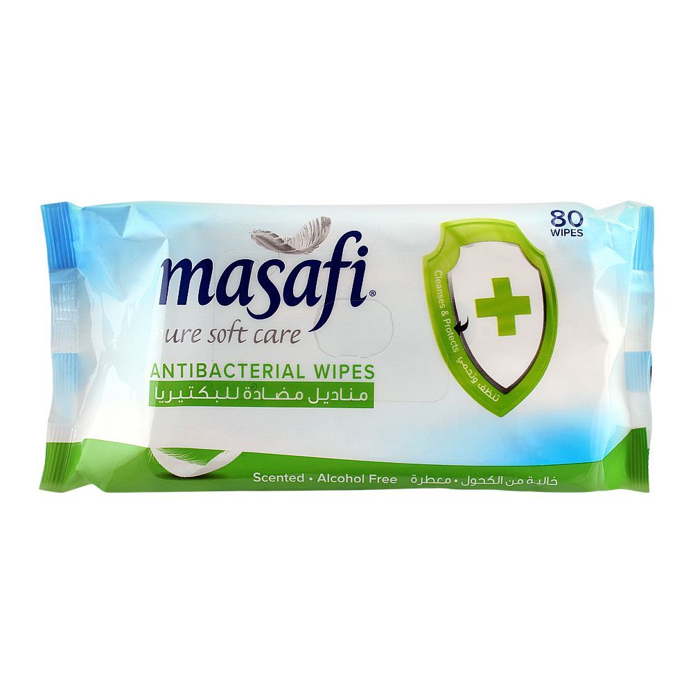 Masafi Anti-Bacterial Wipes, Scented, Alcohol Free, 80-Pack - Main Image