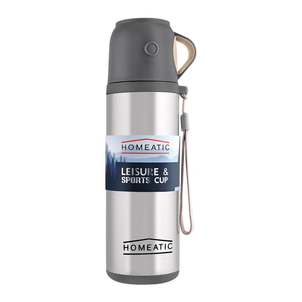 Homeatic Leisure & Sports Cup Steel Water Bottle, Silver, 500ml, KD-597 - Main Image