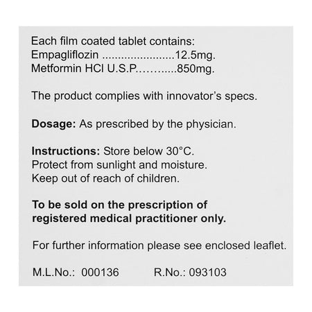 Hilton Pharma Xenglu Met Tablet, 12.5/850mg, 14 Tablets - Image 4