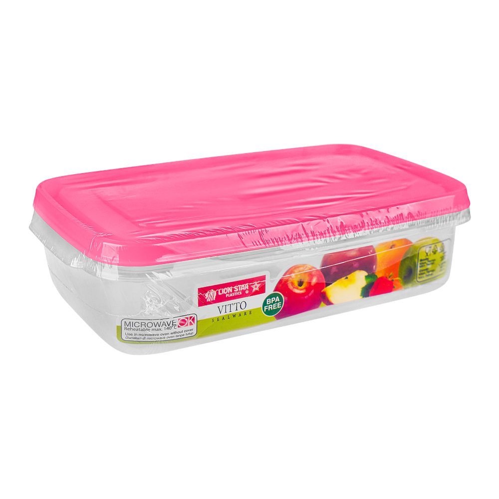 Lion Star Plastic Vitto Sealware Food Container, 950ml, Pink, VT-5 - Main Image