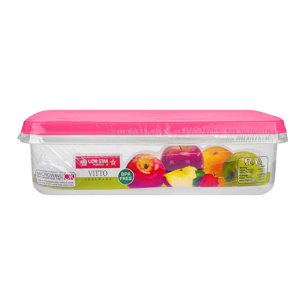 Lion Star Plastic Vitto Sealware Food Container, 950ml, Pink, VT-5 - Image 2