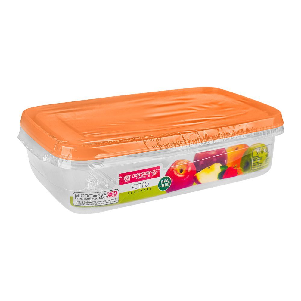 Lion Star Plastic Vitto Sealware Food Container, 950ml, Orange, VT-5 - Main Image