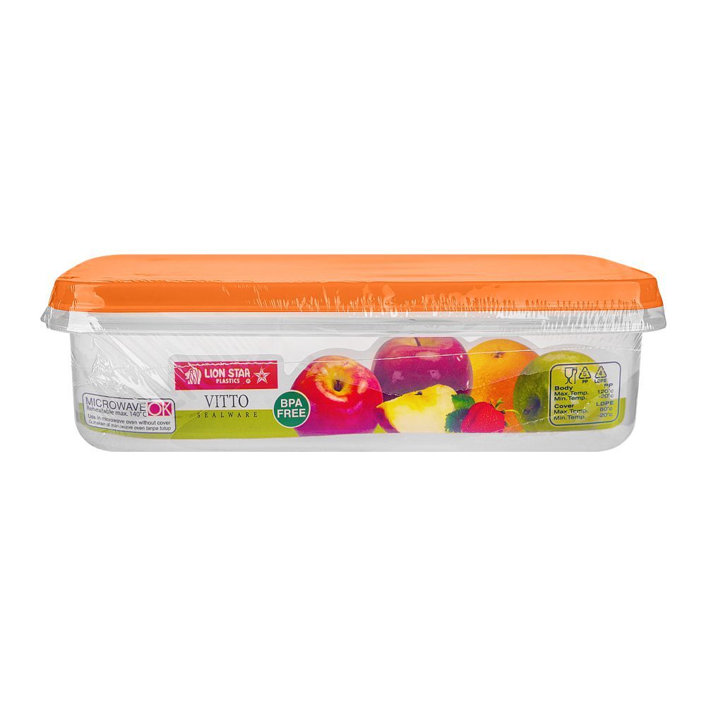 Lion Star Plastic Vitto Sealware Food Container, 950ml, Orange, VT-5 - Image 2