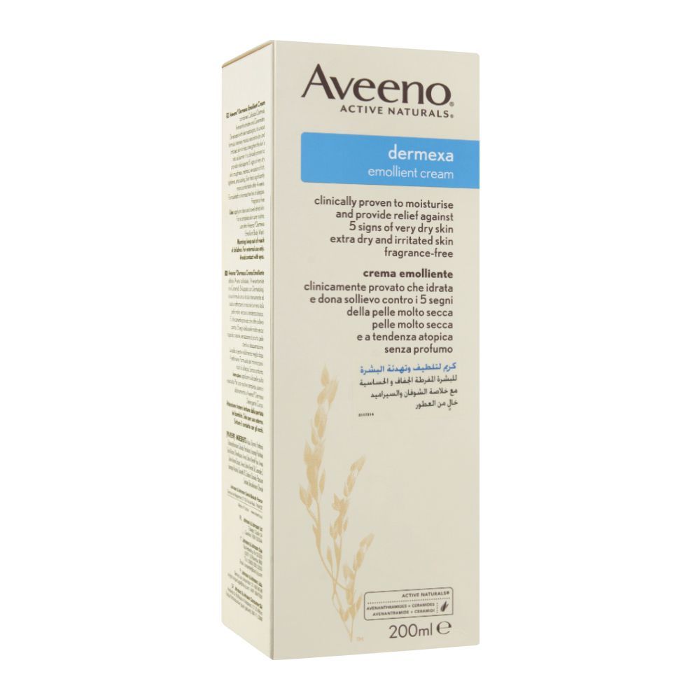 Aveeno Active Naturals Dermexa Emollient Cream, Fragrance Free, 200ml - Image 2