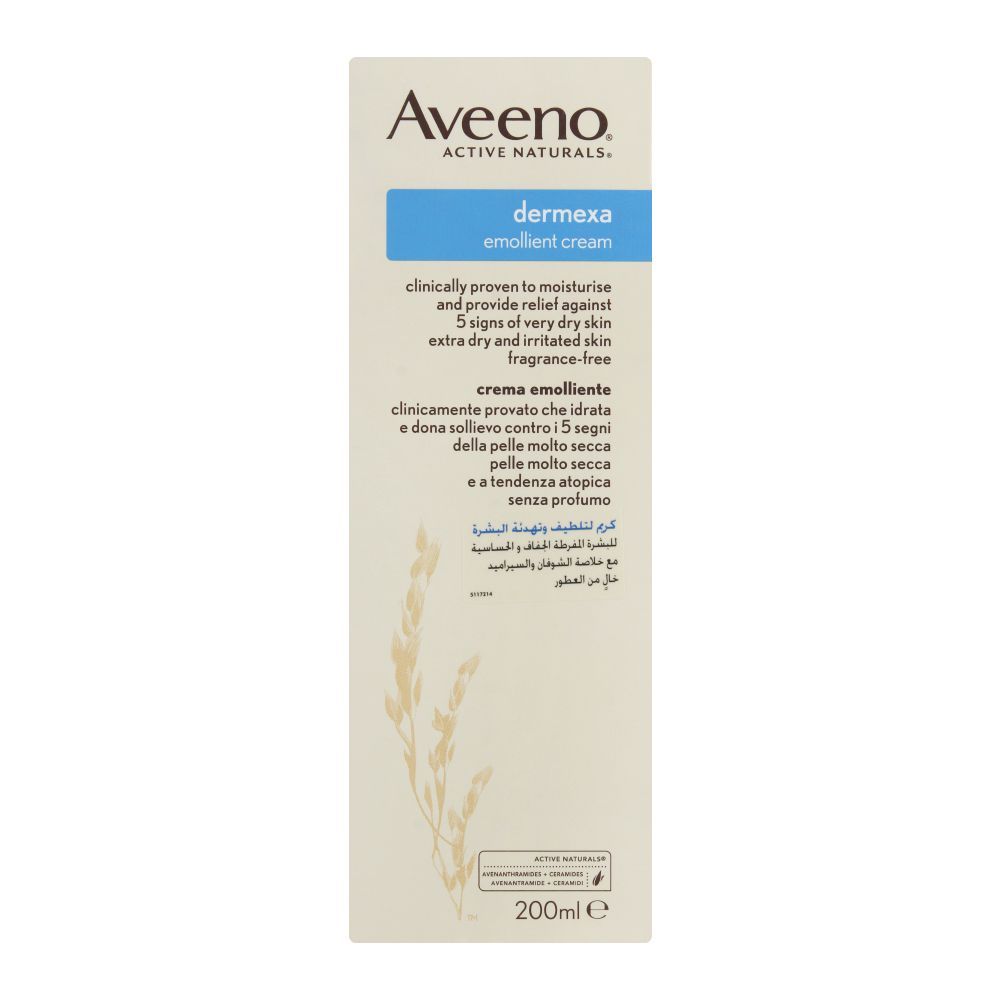 Aveeno Active Naturals Dermexa Emollient Cream, Fragrance Free, 200ml - Image 3
