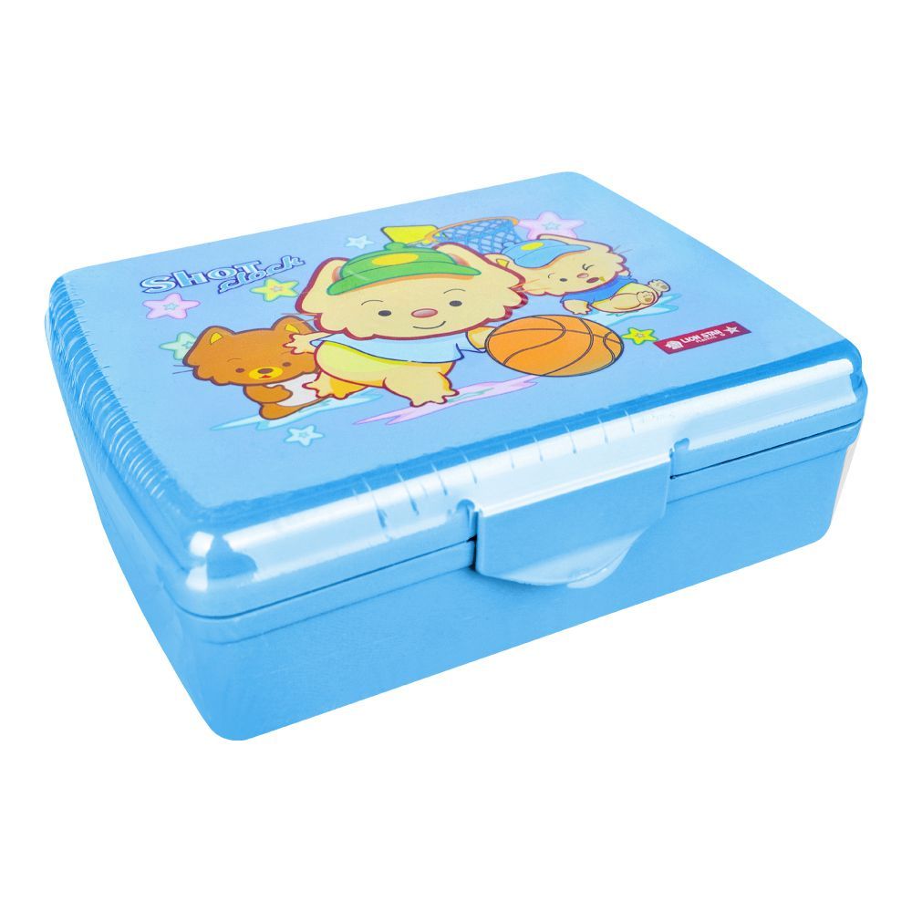 Lion Star Plastic Snap Lunch Box, 6.3in (H) x 4.7in (W) x 2.4in (D), Blue, SB-32 - Main Image
