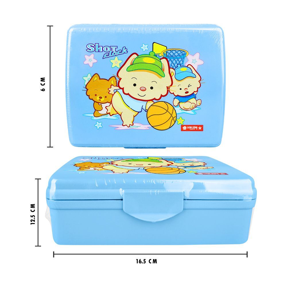 Lion Star Plastic Snap Lunch Box, 6.3in (H) x 4.7in (W) x 2.4in (D), Blue, SB-32 - Image 4
