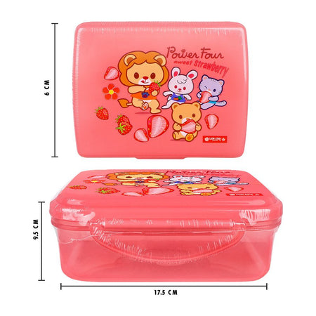 Lion Star Plastic Snap Lunch Box, 6.3in (H) x 4.7in (W) x 2.4in (D), Pink, SB-32 - Image 4