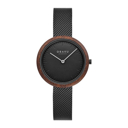 Obaku Women's Denmark Wooden Brown Round Dial With Black Background & Bracelet Analog Watch, V245LXBBMB - Main Image