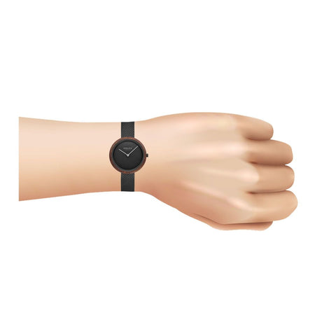 Obaku Women's Denmark Wooden Brown Round Dial With Black Background & Bracelet Analog Watch, V245LXBBMB - Image 2
