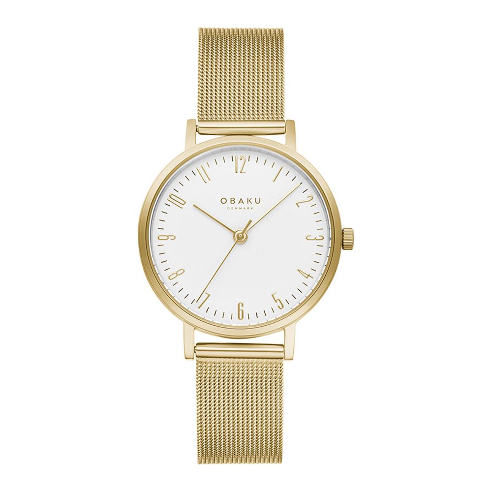 Obaku Women's White Background With Stainless Steel Mesh Bracelet Analog Watch, V248LXGIMG - Main Image