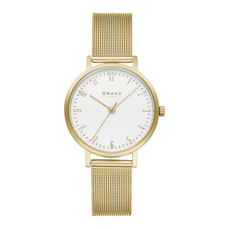 Obaku Women's White Background With Stainless Steel Mesh Bracelet Analog Watch, V248LXGIMG - Main Image