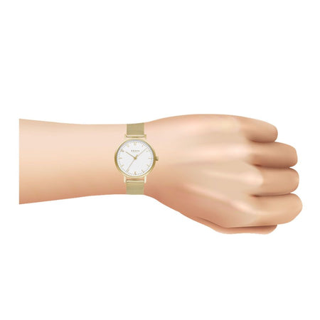 Obaku Women's White Background With Stainless Steel Mesh Bracelet Analog Watch, V248LXGIMG - Image 2
