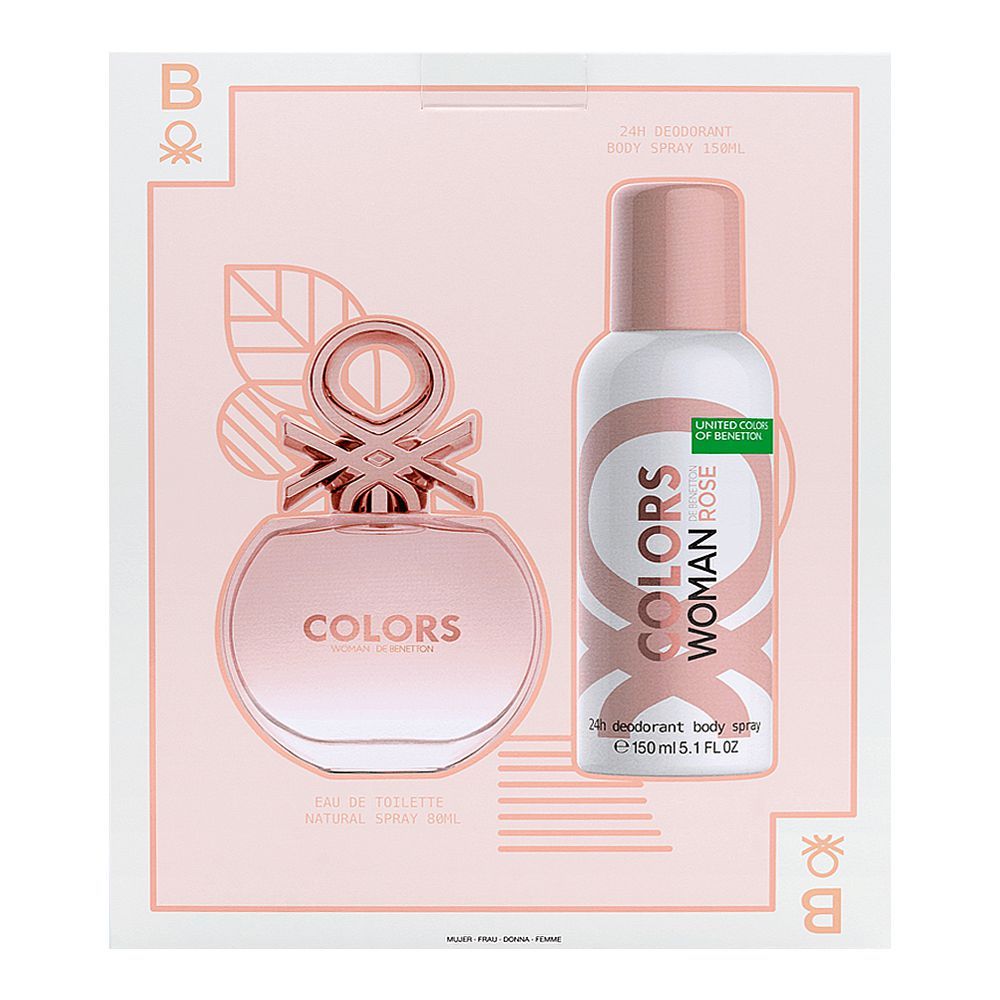 United Colors Of Benetton Colors Woman Rose Set EDT 80ml + Deodorant 150ml - Image 3