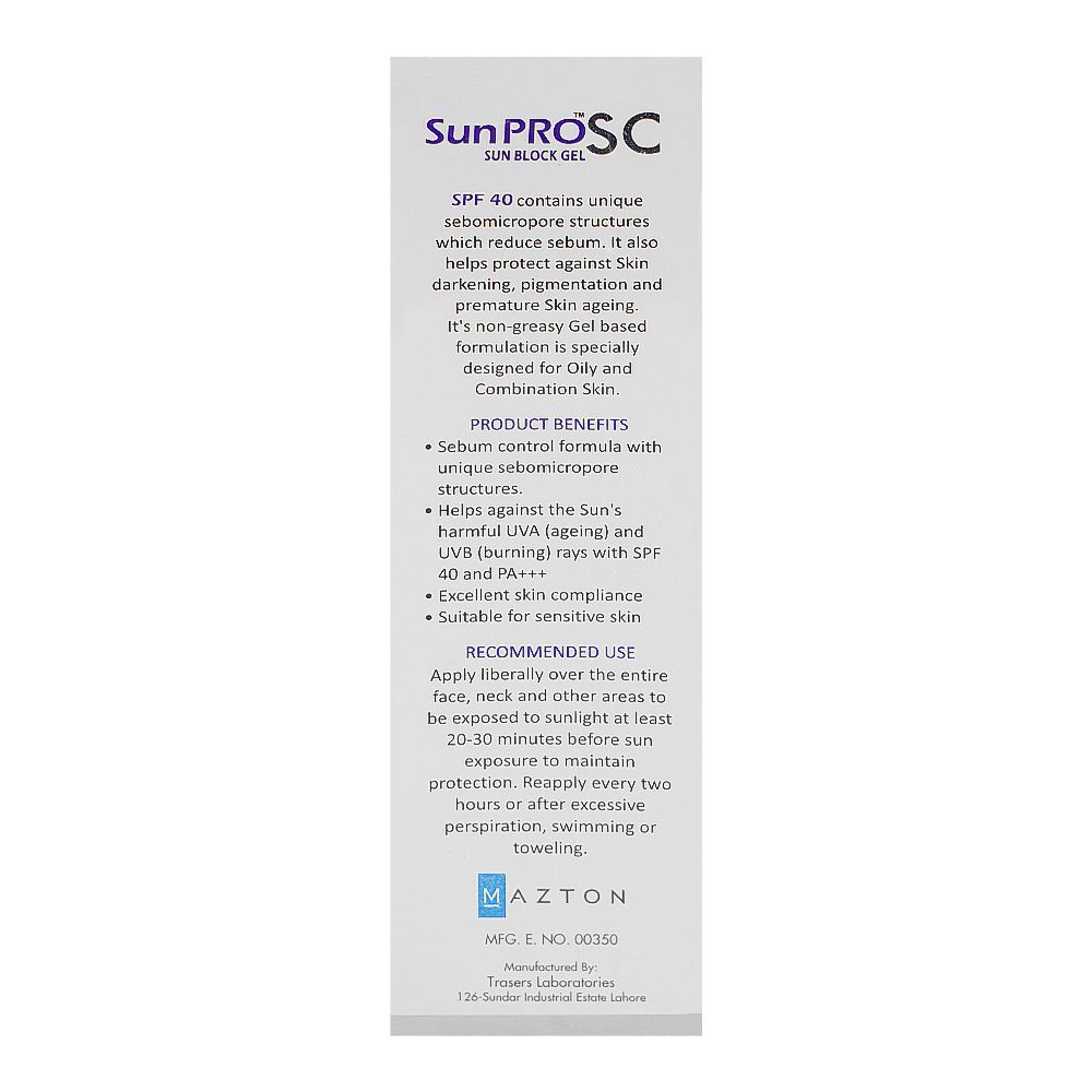 Sun Pro Sebum Control Sun Block Gel, SPF-40, PA+++, 30g - Image 2