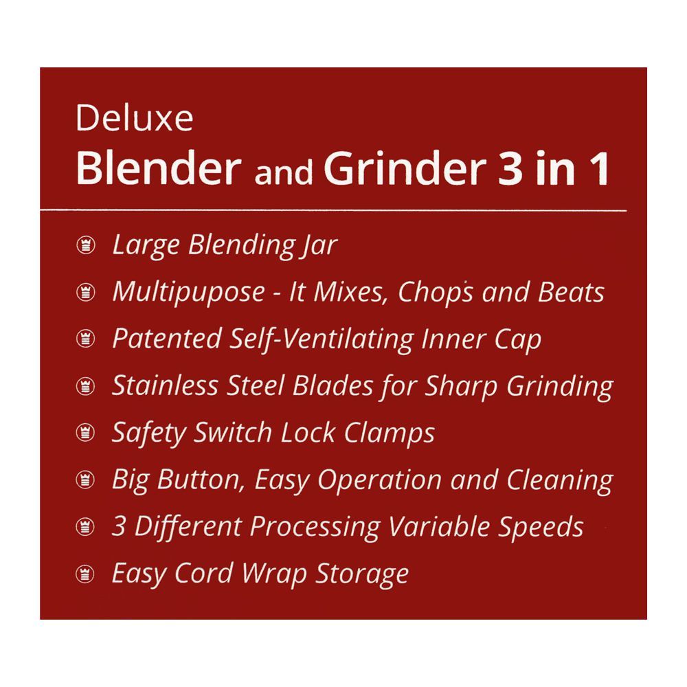 West Point 3-In-1 Blender, Grinder & Chopper, 350W, WF-949 - Image 5