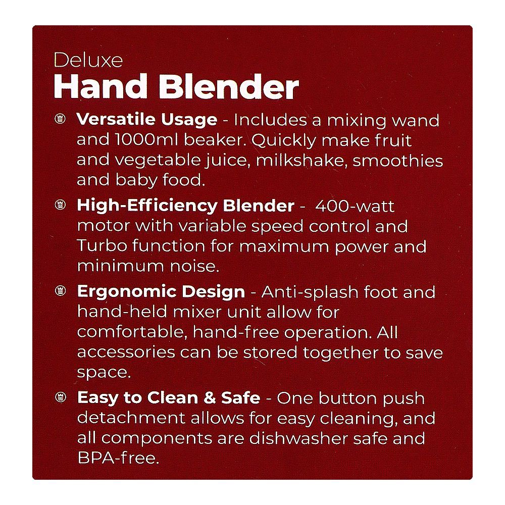 West Point Deluxe Hand Blender, 400W, WF-9814 - Image 4