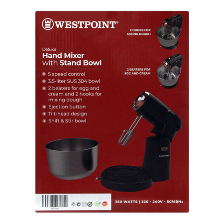 West Point Deluxe Hand Mixer With Stand Bowl, 3.5L, 5-Speed, WF-9504 - Image 4