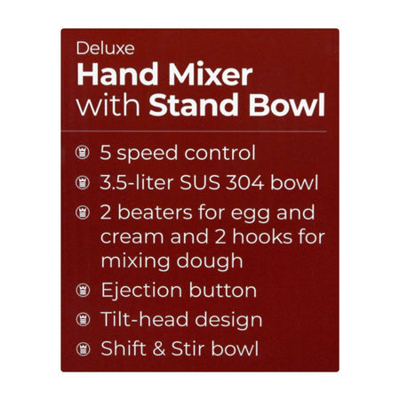West Point Deluxe Hand Mixer With Stand Bowl, 3.5L, 5-Speed, WF-9504 - Image 5