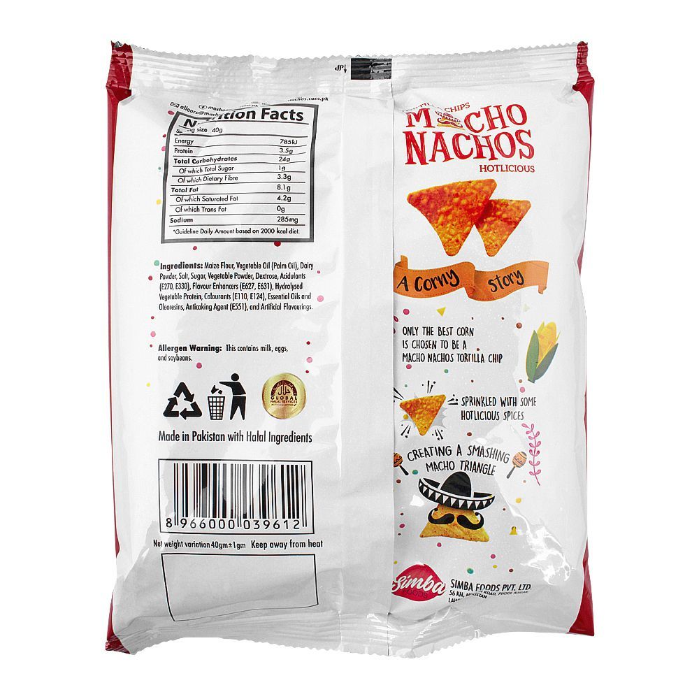 Macho's Hotlicious Tortilla Chips, 40g - Image 2