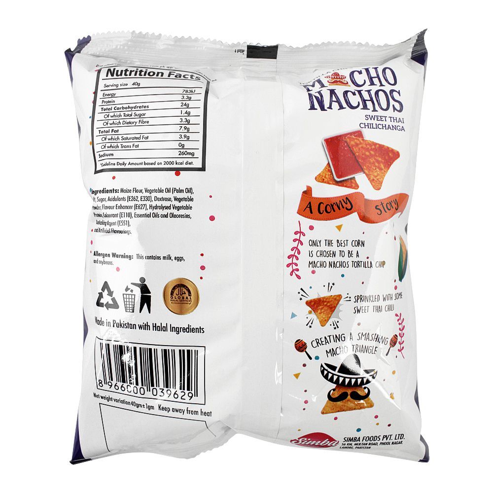 Macho's Sweet Thai Chilichanga Tortilla Chips, 40g - Image 2