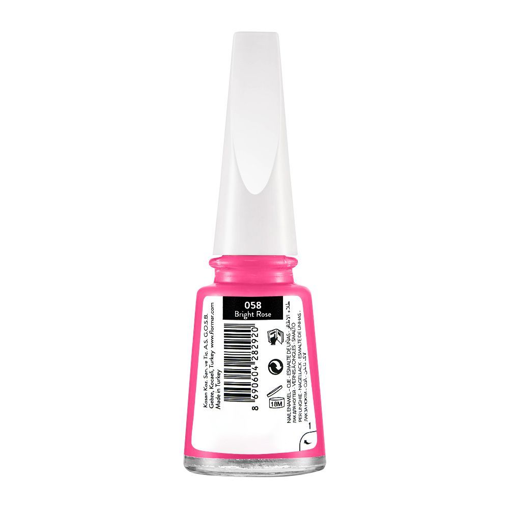 Flormar Nail Enamel, 058 Bright Rose, 11ml - Image 2
