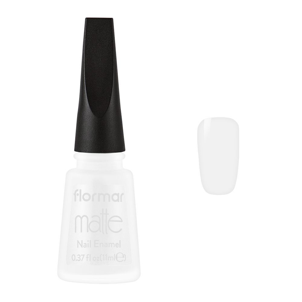 Flormar Matte Nail Enamel, M01 White Board, 11ml - Main Image