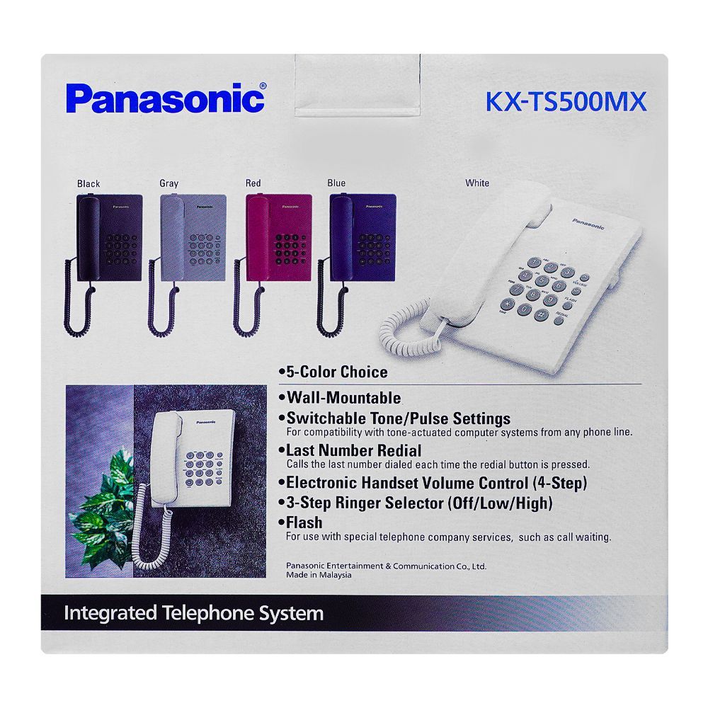 Panasonic Corded Phone, Black, KX-TS500MX - Image 3