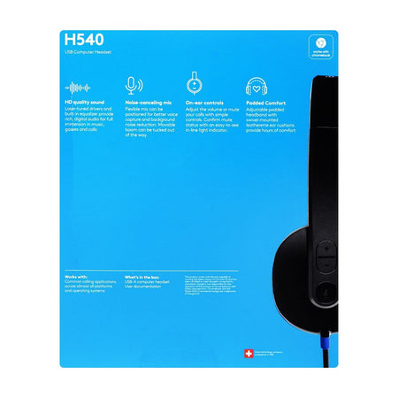 Logitech USB Computer Headset, Black, H540 - Image 6