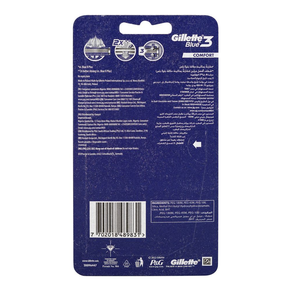 Gillette Blue 3 Comfort Disposable Razors, 6-Pack - Image 2