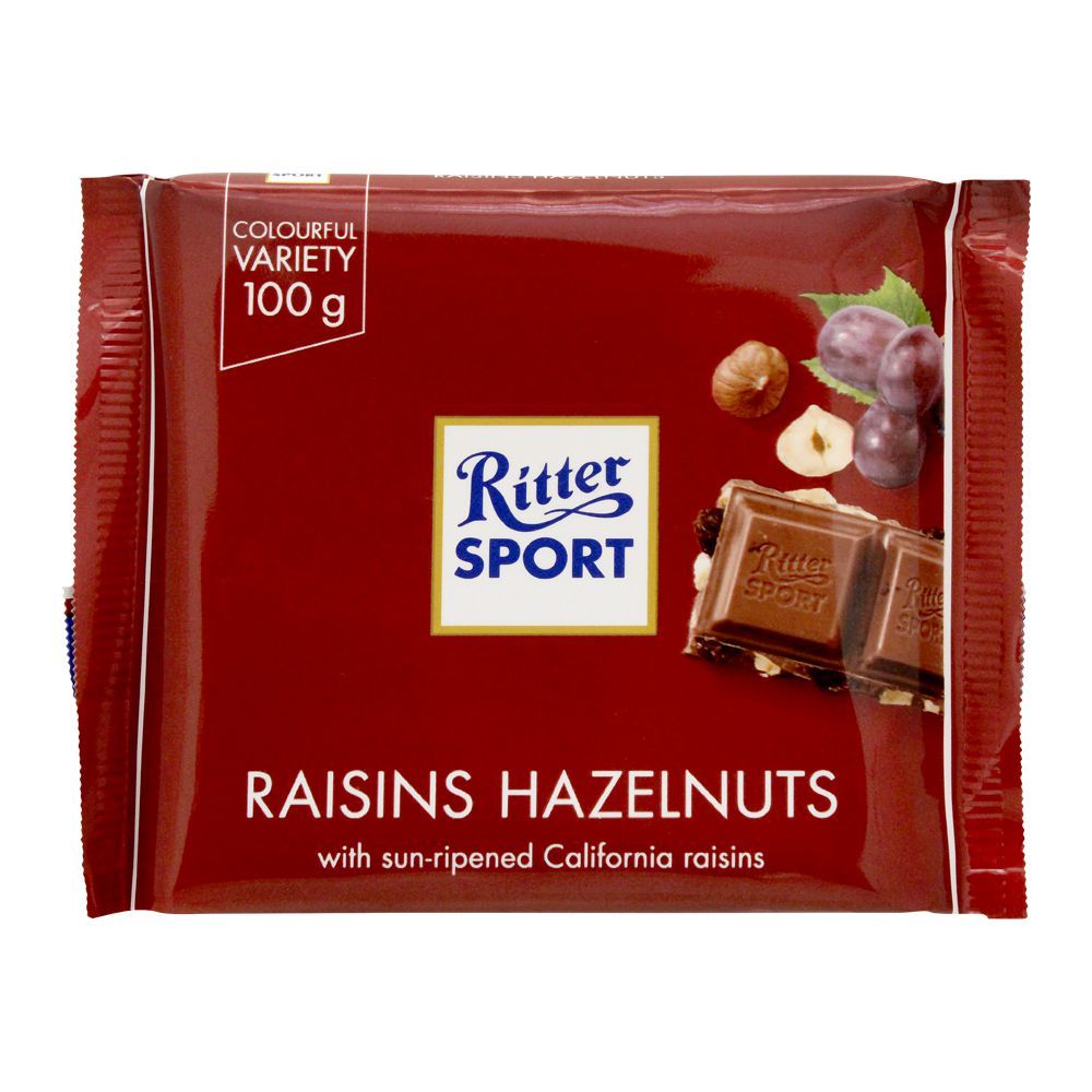 Ritter Sport Raisins Hazelnuts Chocolate, 100g - Main Image