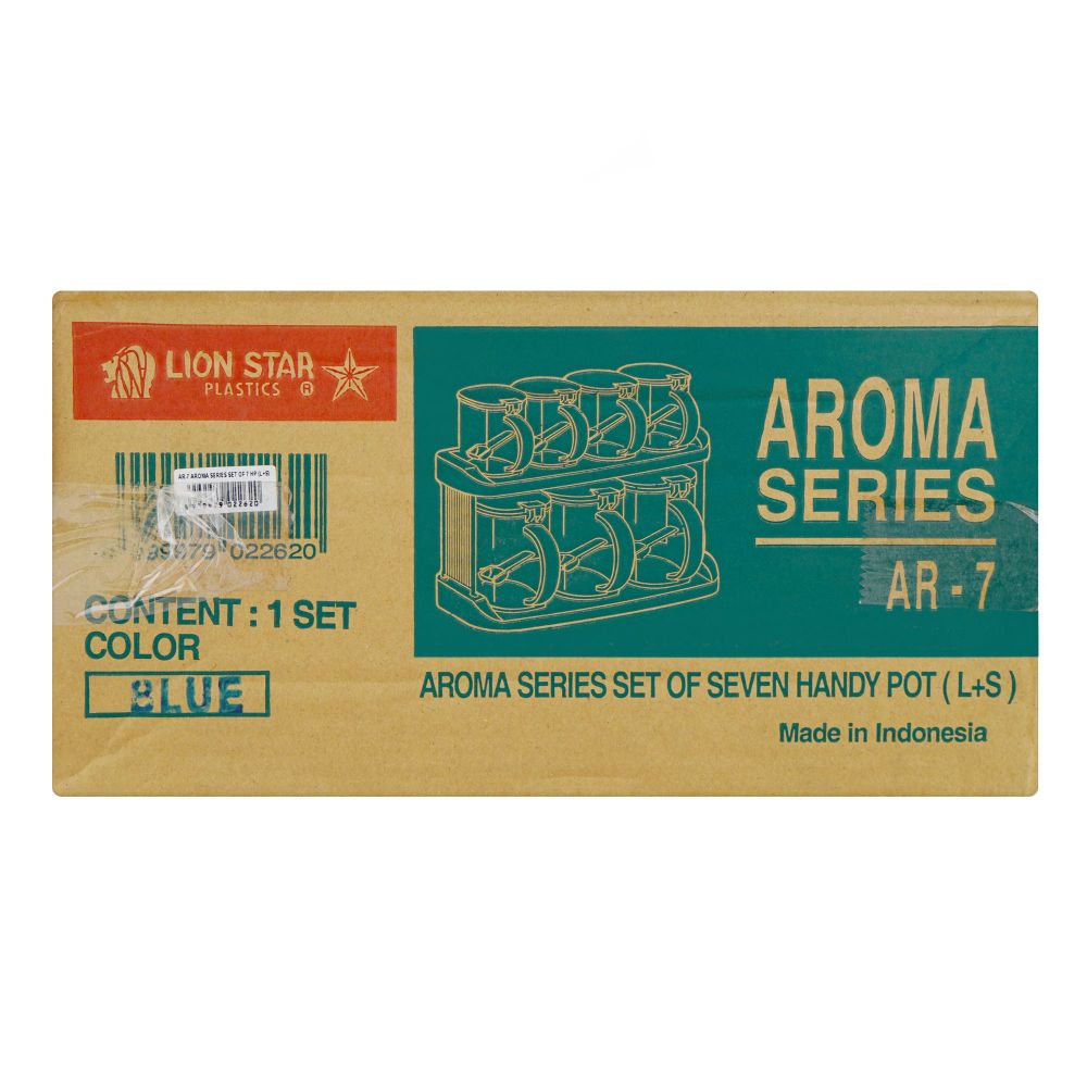 Lion Star Plastic Aroma Series Handy Pot Spice Jar Set with Rack, 7-Pack, Blue, AR-7 - Image 3