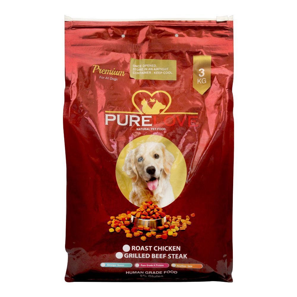 Pure Love Premium Dog Food, Roast Chicken, 3 KG - Main Image