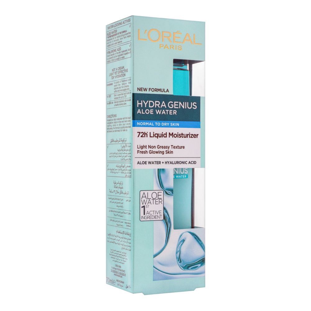 L'Oreal Paris Hydra Genius Aloe Water, Normal To Dry Skin, 70ml - Main Image
