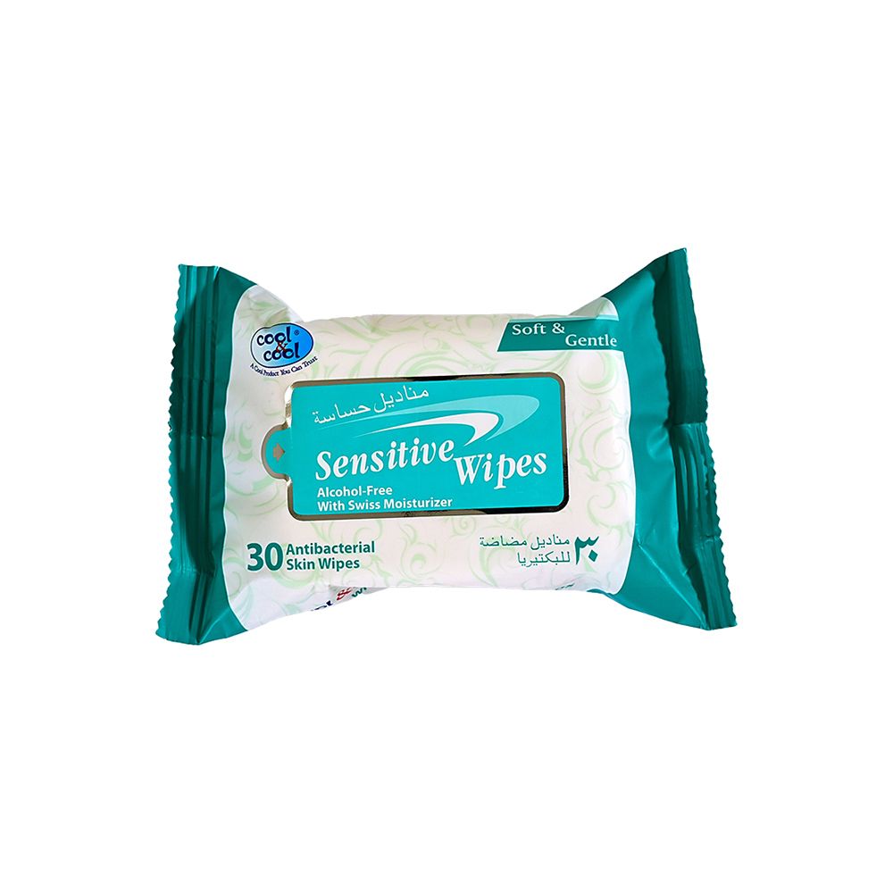 Cool & Cool Sensitive Anti-bacterial Skin Wipes, Alchol-Free, 30-Pack - Main Image