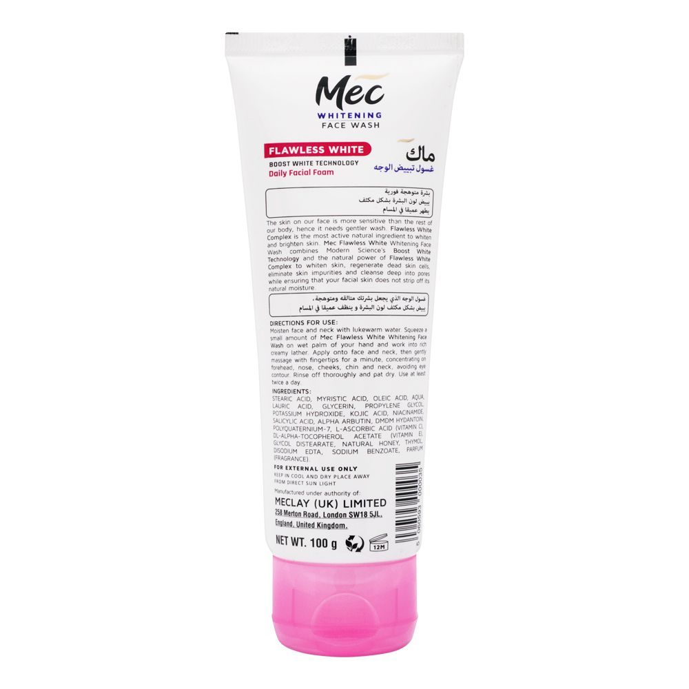 Mec Whitening Flawless White Face Wash, 100g - Image 2