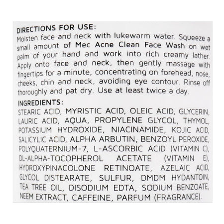 Mec Whitening Acne Clean Face Wash, 100g - Image 3