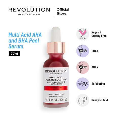 Makeup Revolution Skincare Multi Acid AHA & BHA Peel Serum, 30ml - Main Image