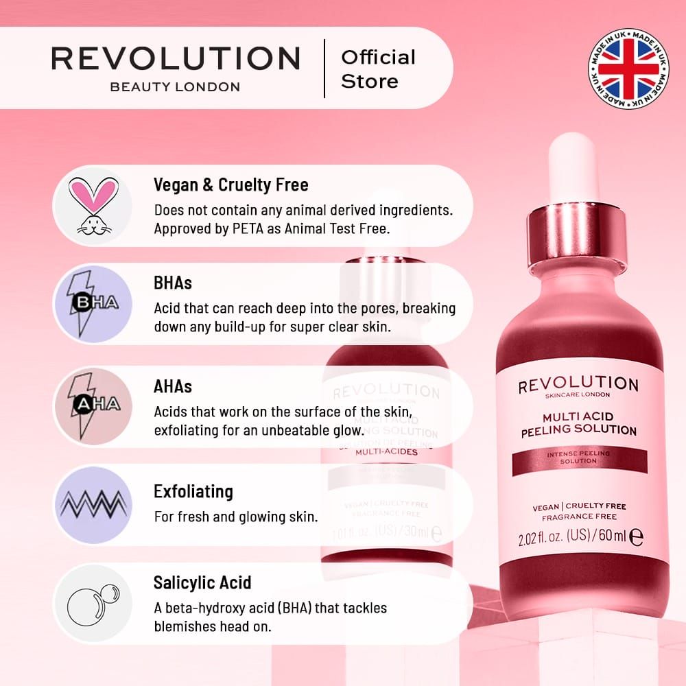 Makeup Revolution Skincare Multi Acid AHA & BHA Peel Serum, 30ml - Image 2