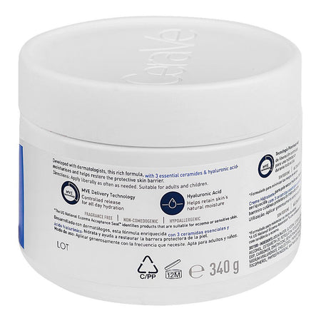 CeraVe Fragrance Free Moisturizing Cream, Dry To Very Dry Skin, 340g - Image 2