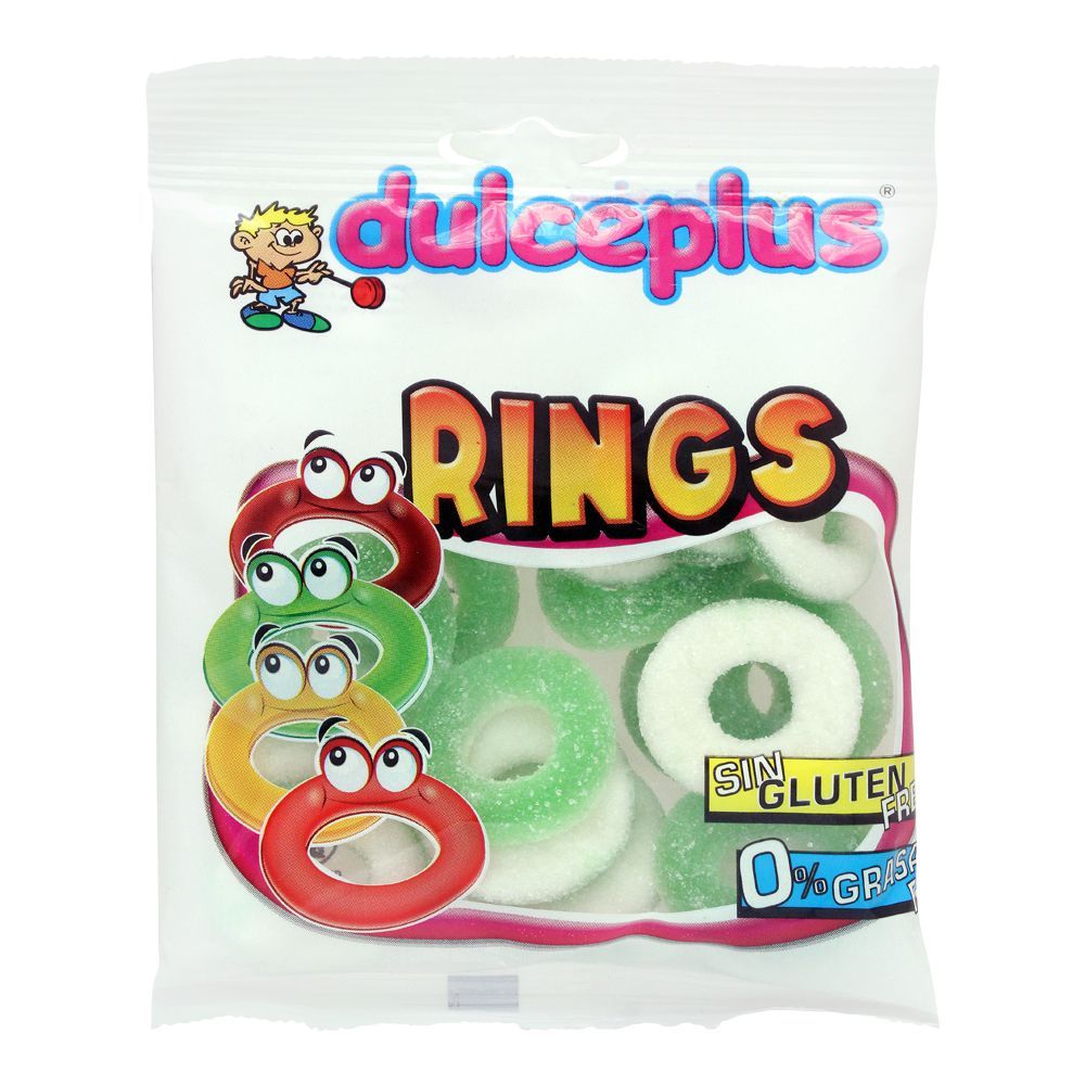 Dulceplus Sour Apple Rings Jelly, Gluten Free, Pouch, 100g - Main Image