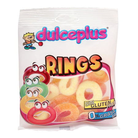 Dulceplus Sour Peach Rings Jelly, Gluten Free, Pouch, 100g - Main Image