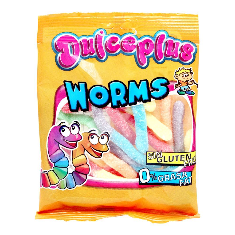 Dulceplus Sour Worms Jelly, Gluten Free, Pouch, 100g - Main Image