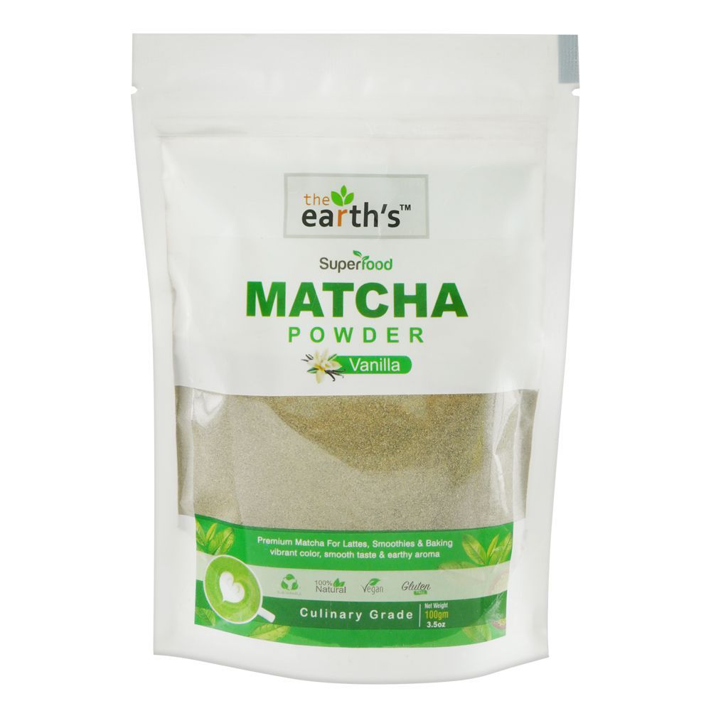 The Earth's Vanilla Matcha Powder, 100g - Main Image