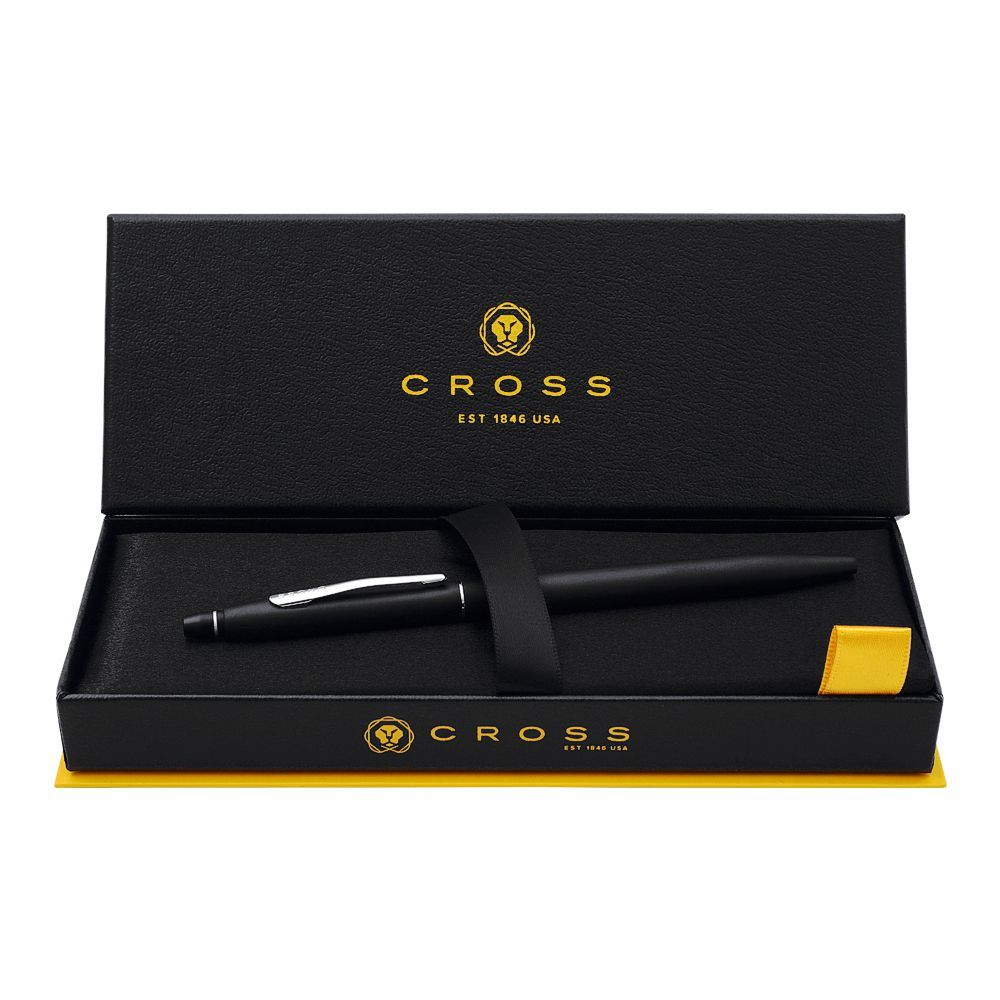 Cross Click Classic Matt Black Ballpoint Pen With Chrome Appointments, Black Medium Tip, AT0622-102 - Image 3